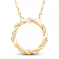 Circle of Gratitude Diamond Necklace 1/8 ct tw Round-cut 10K Yellow Gold 19"