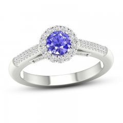 Diamond & Tanzanite Engagement Ring 1/4 ct tw Round-cut 10K White Gold