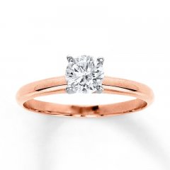 Solitaire Engagement Ring 3/4 Carat Diamond 14K Rose Gold