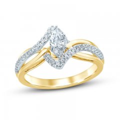 Diamond Engagement Ring 5/8 ct tw Marquise/Round 14K Yellow Gold