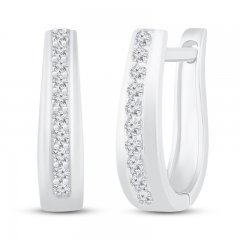 Diamond Hoop Earrings 1/4 ct tw 10K White Gold