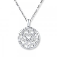 Diamond Mom Necklace 1/10 ct tw Round-cut Sterling Silver