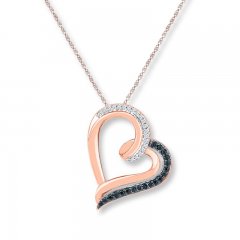 Black/White Diamond Necklace 1/6 carat tw 10K Rose Gold