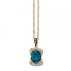 Le Vian Blue Topaz Necklace 1/3 ct tw Diamonds 14K Gold