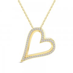 Diamond Heart Necklace 1/4 ct tw Round-cut 10K Yellow Gold 18"