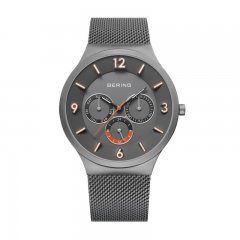 BERING Men's 33441-377 Classic Multifunction Grey Mesh Strap Watch