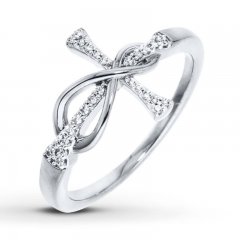 Infinity Cross Ring 1/10 ct tw Diamonds 10K White Gold