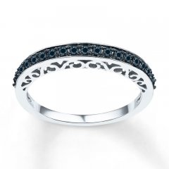 Black Diamond Ring 1/4 ct tw Round-cut 10K White Gold