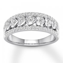 Diamond Heart Anniversary Band 1/2 ct tw Round 14K White Gold