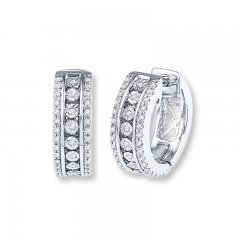 Diamond Hoop Earrings 1/3 ct tw Round-cut Sterling Silver