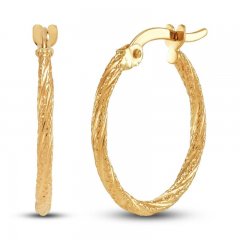 Twist Tube Hoop Earrings 14K Yellow Gold