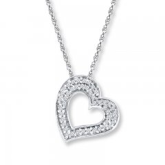 Heart Necklace 1/15 ct tw Diamonds 10K White Gold