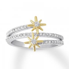 Diamond Star Ring 1/3 ct tw Round-cut Sterling Silver/10K Gold