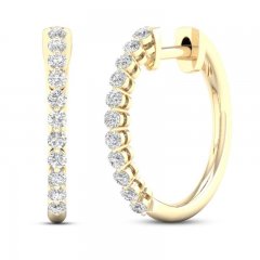 Lab-Created Diamonds by KAY Hoop Earrings 1/2 ct tw Round-Cut 14K Yellow Gold