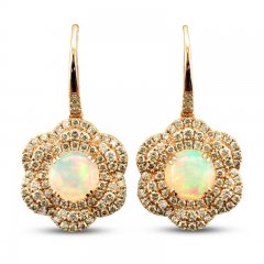 Le Vian Creme Brulee Opal Earrings 1-3/4 ct tw Diamonds 14K Strawberry Gold