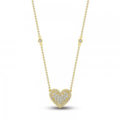 Diamond Pave Heart Necklace 1/3 ct tw Round-cut 10K Yellow Gold 18"