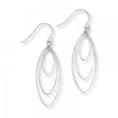 Oval Dangle Earrings Sterling Silver