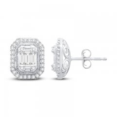 Neil Lane Diamond Earrings 3/8 ct tw Baguette/Round-Cut 14K White Gold