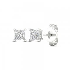 Lab-Created Diamonds by KAY Stud Earrings 1/2 ct tw Princess-Cut 14K White Gold