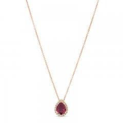 Le Vian Rhodolite & Diamond Necklace 1/8 ct tw 14K Strawberry Gold 18"