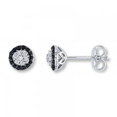 Black/White Diamonds 1/4 ct tw Earrings Sterling Silver