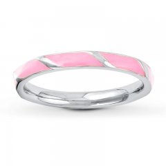 Stackable Ring Pink Enamel Sterling Silver