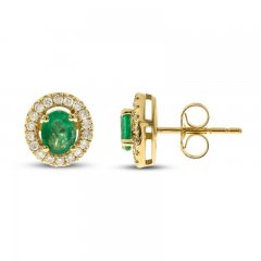 Emerald & Diamond Earrings 1/5 ct tw 10K Yellow Gold