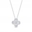 Diamond Clover Necklace 1/5 ct tw Round/Baguette Sterling Silver 18"