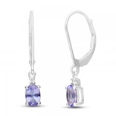 Tanzanite & Diamond Drop Earrings 1/20 ct tw 10K White Gold