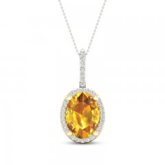 Citrine & White Lab-Created Sapphire Necklace 10K Yellow Gold/Sterling Silver 18"