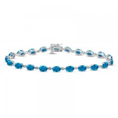 Swiss Blue Topaz Bracelet Oval-cut Sterling Silver