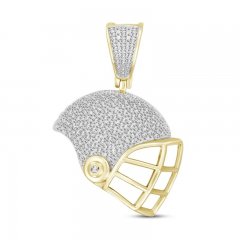 Men's Football Helmet Pendant 1/4 ct tw 10K Yellow Gold