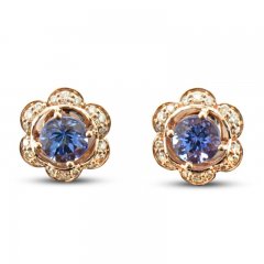 Le Vian Tanzanite Earrings 1/3 ct tw Diamonds 14K Strawberry Gold