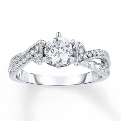 Diamond Engagement Ring 5/8 ct tw Round-cut 14K White Gold