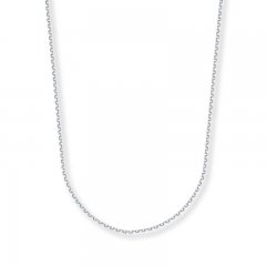 Cable Chain Necklace 14K White Gold 18" Length