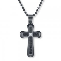 Men's Cross Necklace Stainless Steel/Black Ion Plating