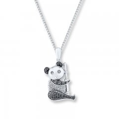 Panda Necklace 1/8 ct tw Diamonds Sterling Silver