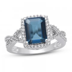 London Blue Topaz & White Lab-Created Sapphire Ring Sterling Silver