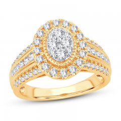 Multi-Stone Diamond Engagement Ring 1 ct tw Round-cut 10K Yellow Gold