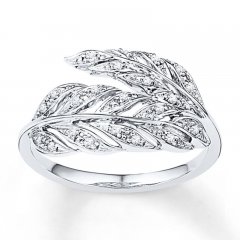 Leaf Ring 1/10 ct tw Diamonds Sterling Silver