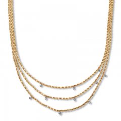 Diamond Triple Rope Chain Necklace 1/20 ct tw 10K Yellow Gold