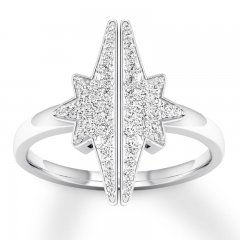 North-South Diamond Starburst Ring 1/4 ct tw 10K White Gold