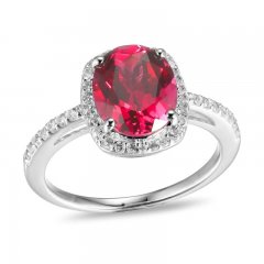 Lab-Created Ruby & White Lab-Created Sapphire Ring Sterling Silver