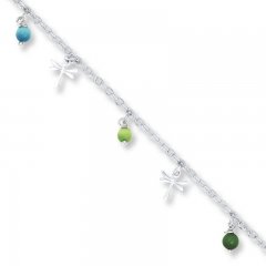 Dragonfly Anklet Sterling Silver 10" Length