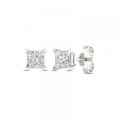 Lab-Created Diamonds by KAY Stud Earrings 1 ct tw Princess-Cut 14K White Gold