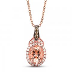 Le Vian Morganite Necklace 1/4 ct tw Diamonds 14K Rose Gold 18"