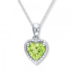 Peridot Heart Necklace Sterling Silver