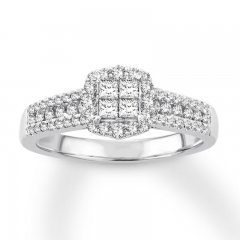 Diamond Engagement Ring 5/8 ct tw Princess/Round 14K White Gold