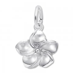 Plumeria Flower Charm Sterling Silver