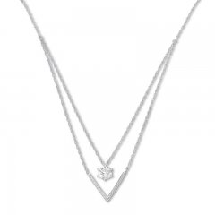 Layered Necklace Lab-Created White Sapphires Sterling Silver